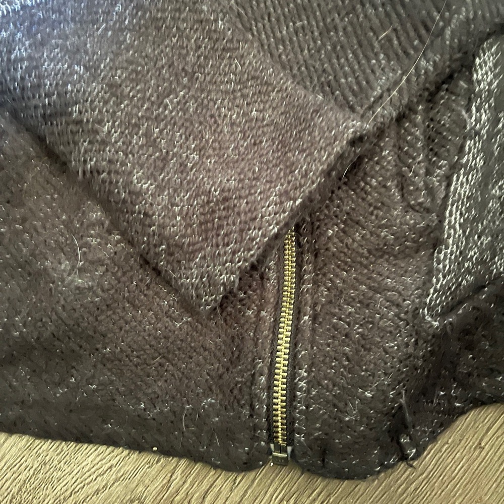 Lucky Brand grey black sweater/hoody ladies M side off centre zipper 2 pockets - Picture 5 of 10